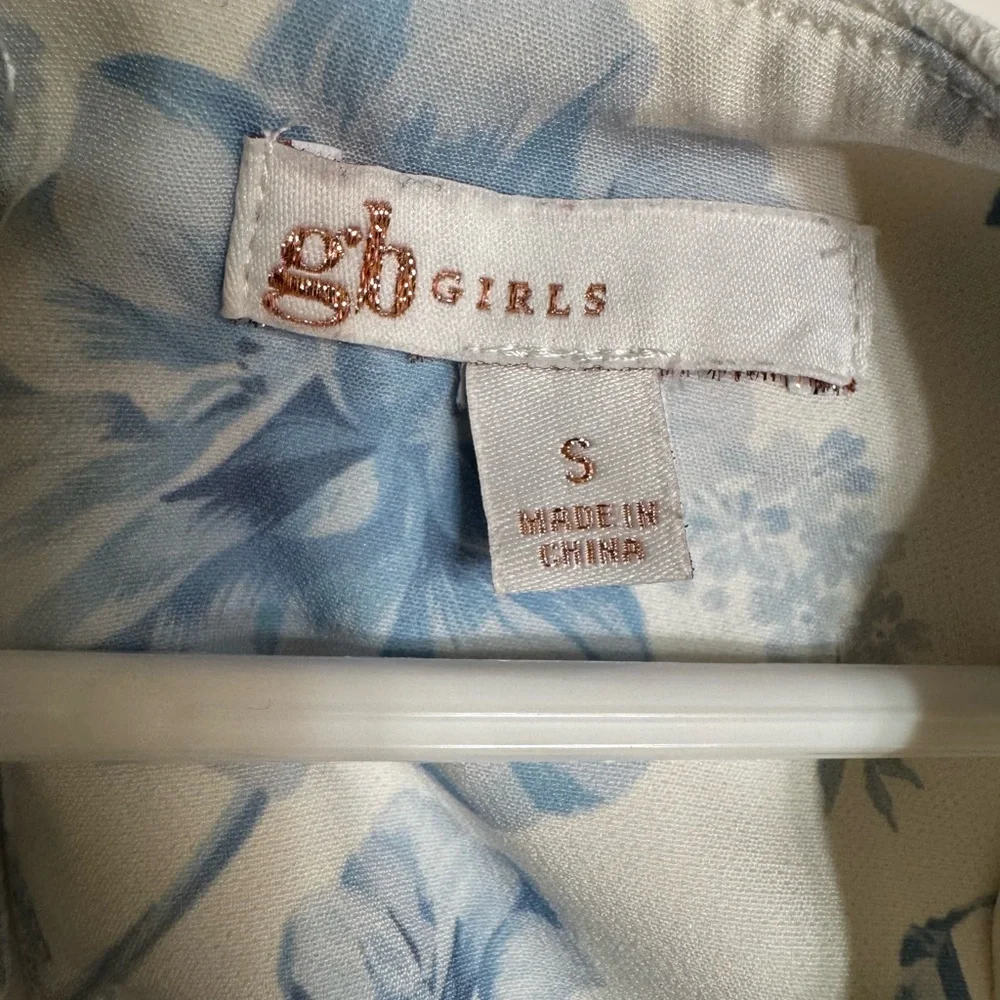 NWOT GB Girls Tulle White And Blue Floral Dress Size Small